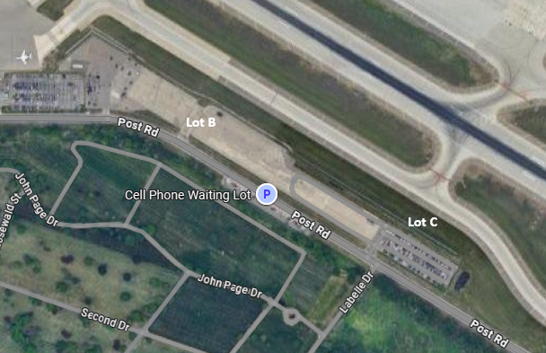 Post Road Lot B cell phone waiting lot reference map